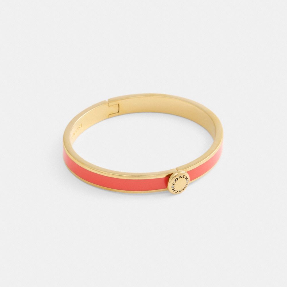 Coach Coach Rivet Enamel Hinged Bangle Gold Red
