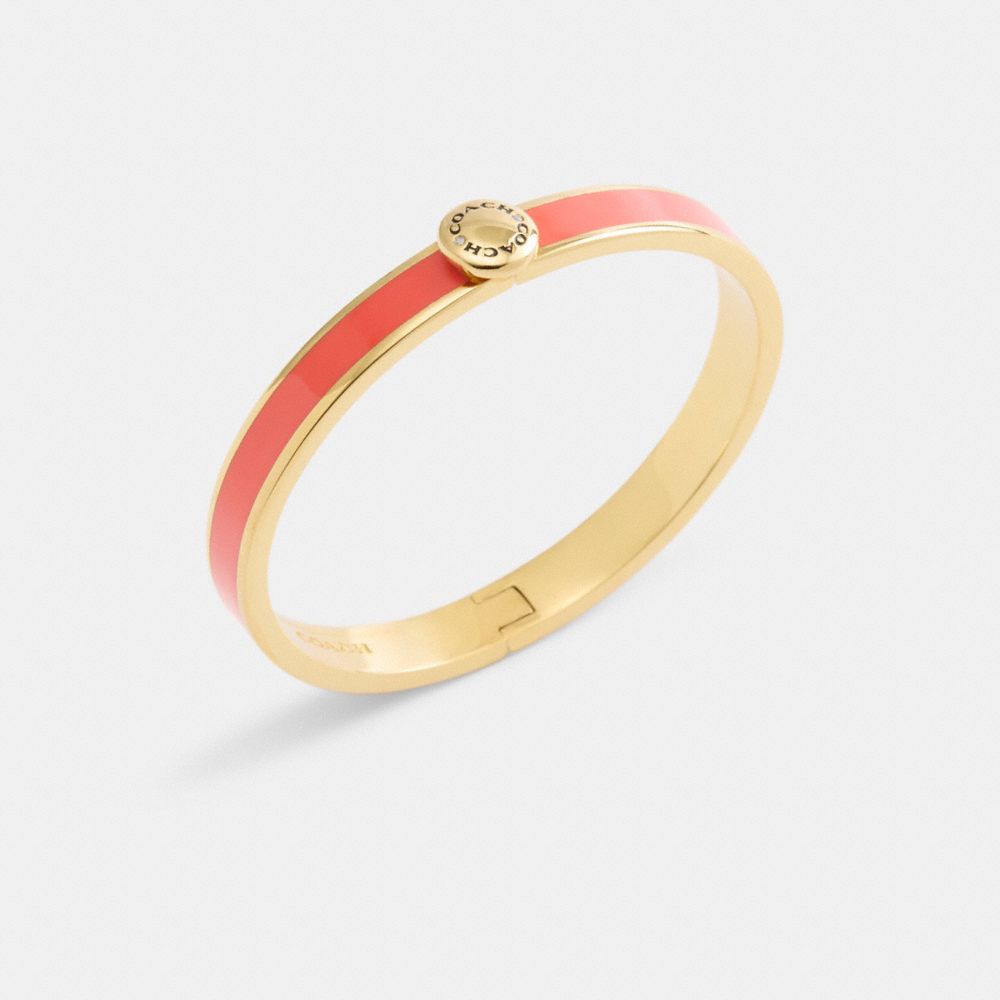 Coach Coach Rivet Enamel Hinged Bangle Gold Red