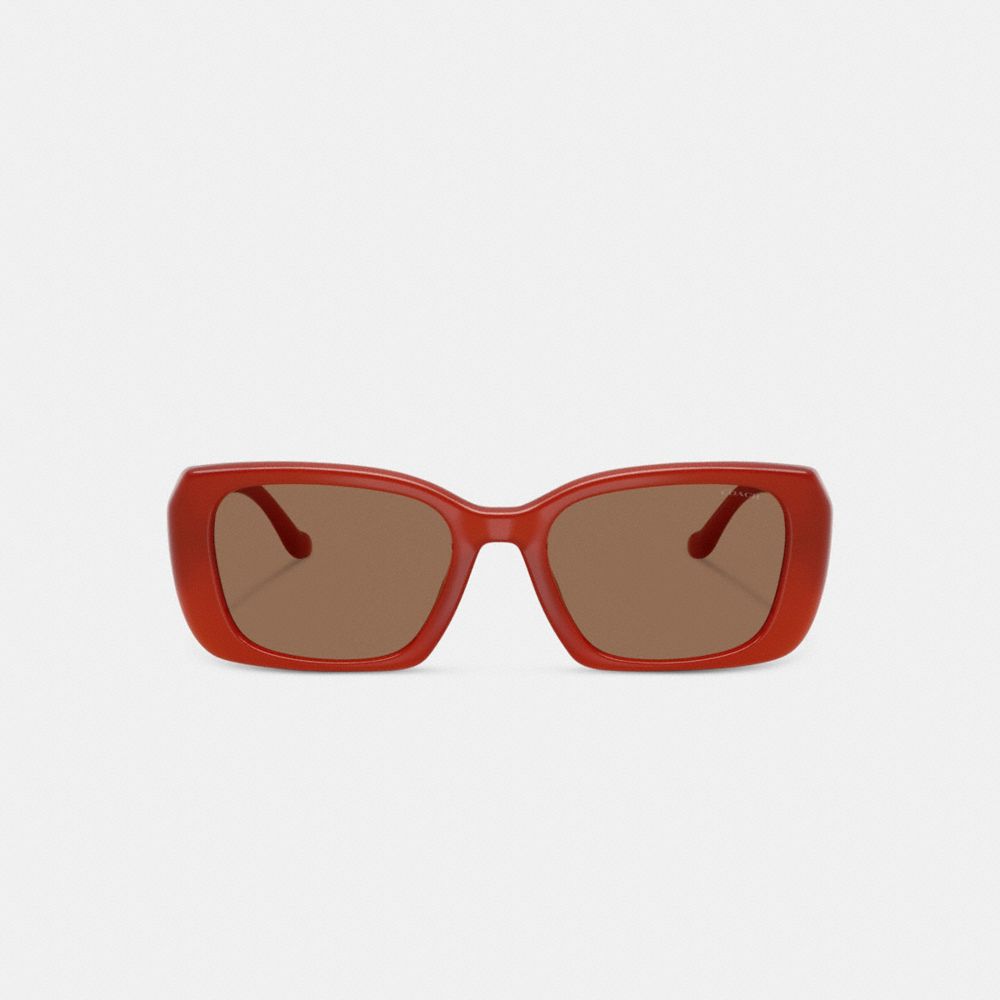 Coach Maxi Sculpted C Oversized Rectangle Sunglasses Burnt Orange