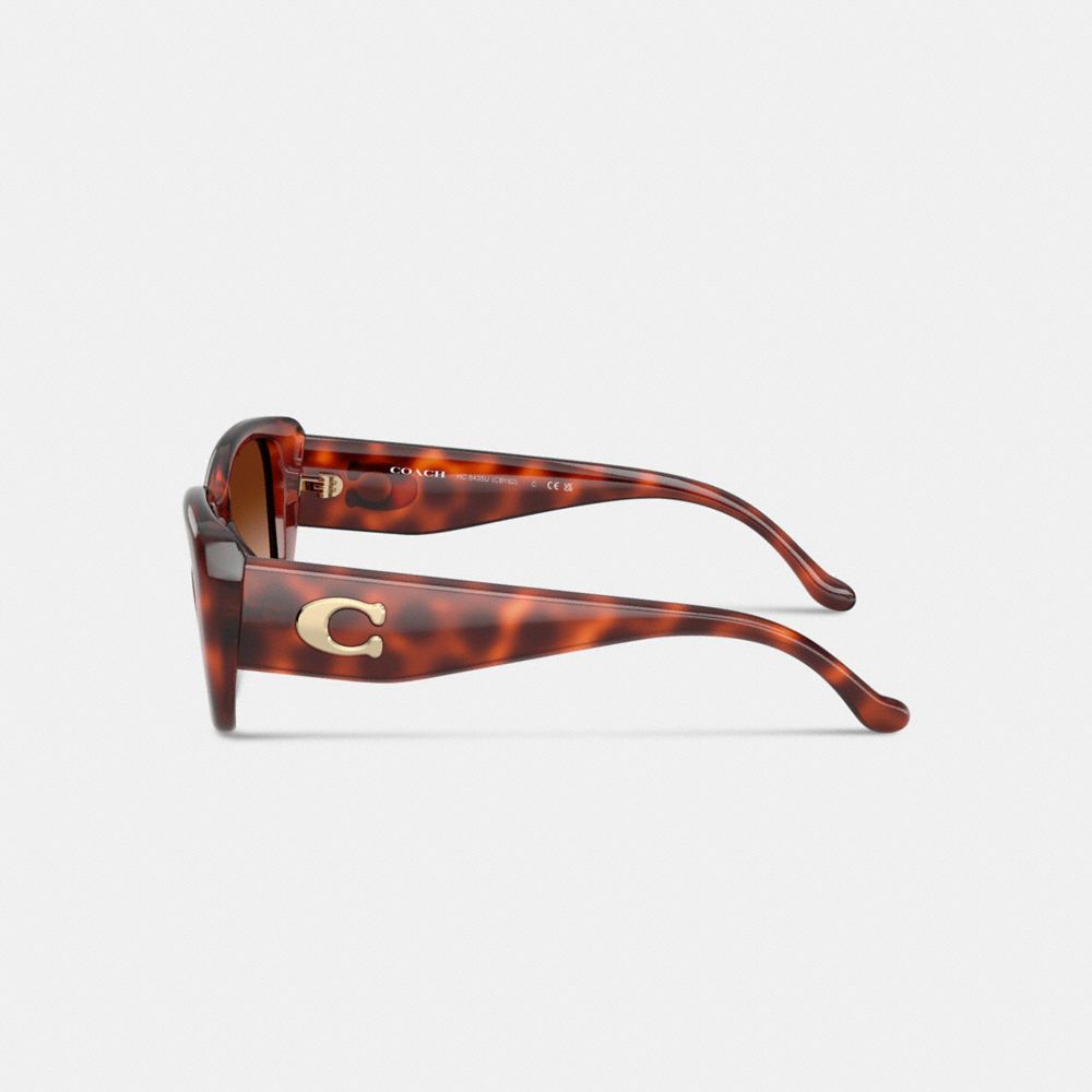 Coach Maxi Sculpted C Oversized Rectangle Sunglasses Caramel Tortoise