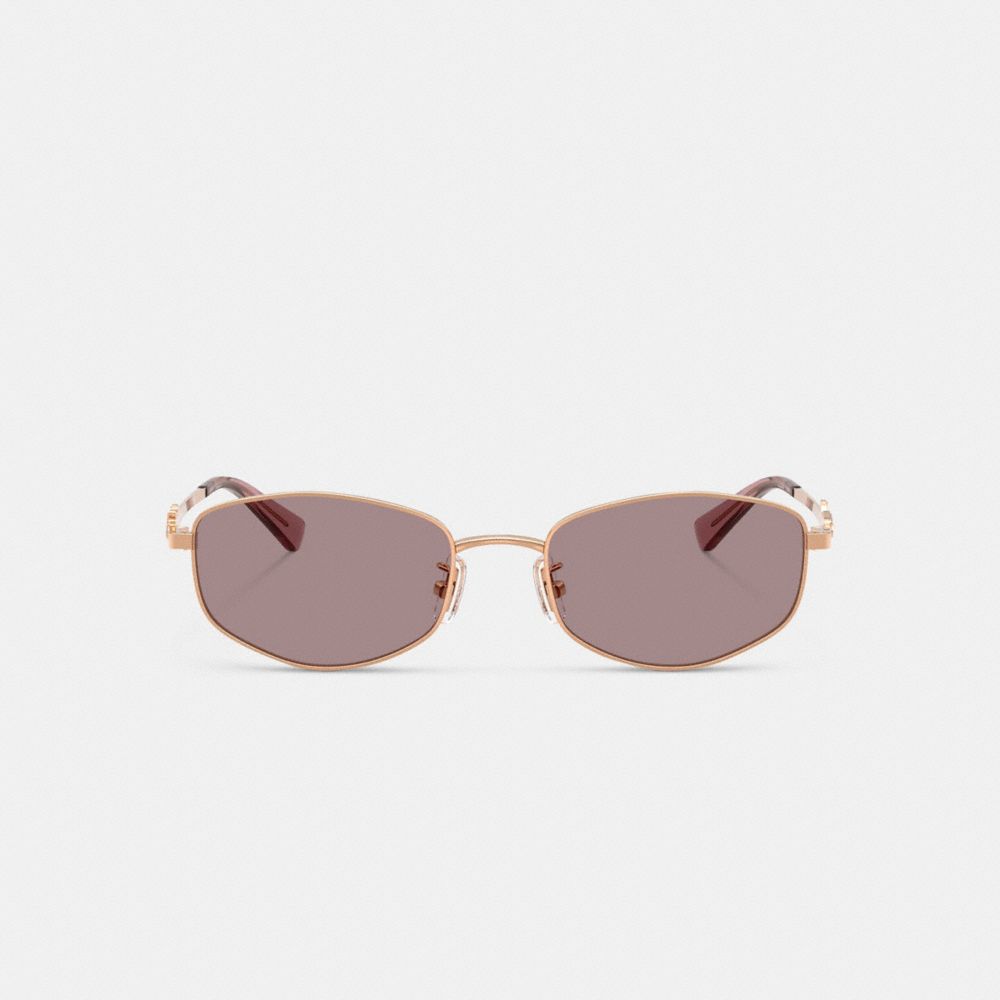 Coach Coach Script Metal Narrow Rectangle Sunglasses Rose Gold