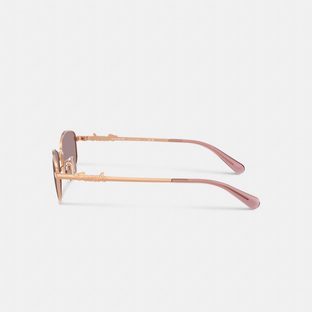 Coach Coach Script Metal Narrow Rectangle Sunglasses Rose Gold