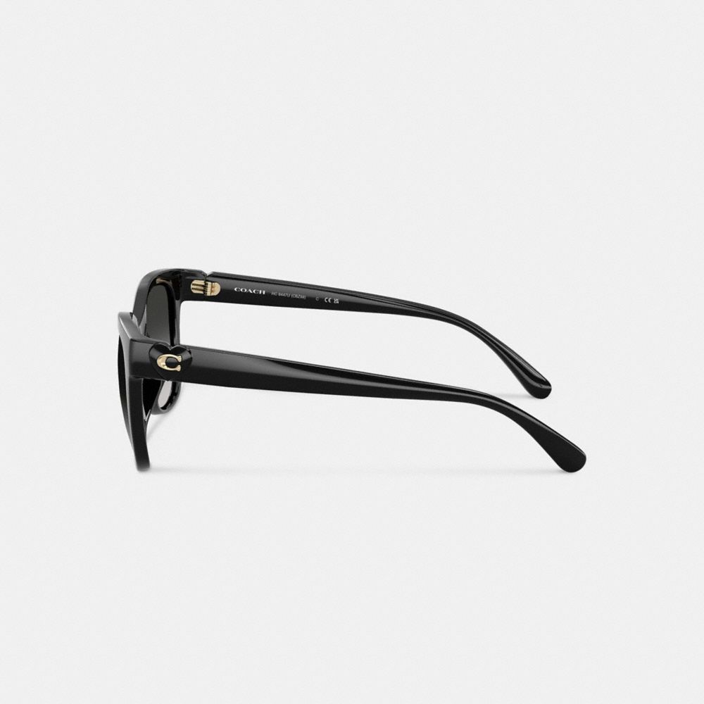 Coach Signature Heart Oversized Square Sunglasses Black