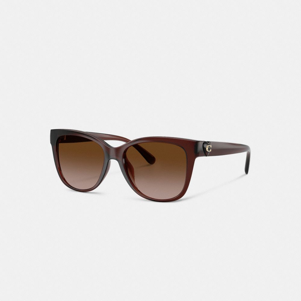 Coach Signature Heart Oversized Square Sunglasses Milky Brown