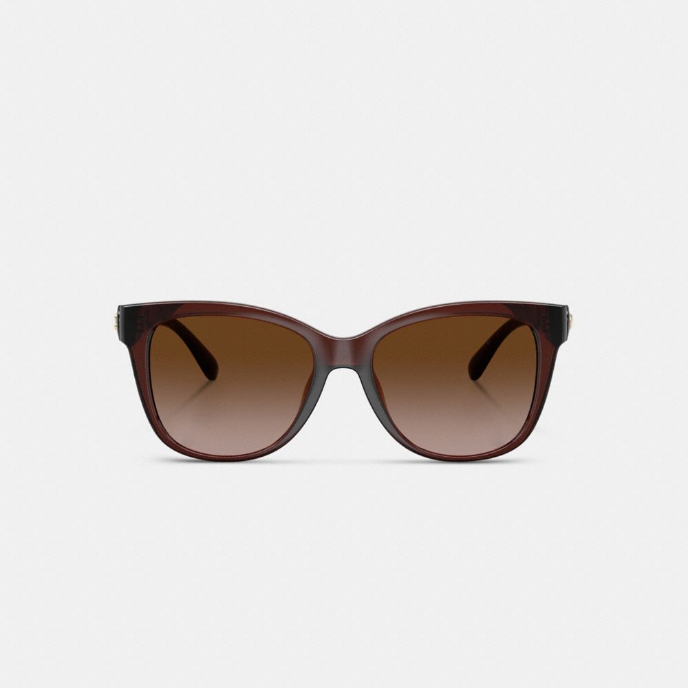 Coach Signature Heart Oversized Square Sunglasses Milky Brown