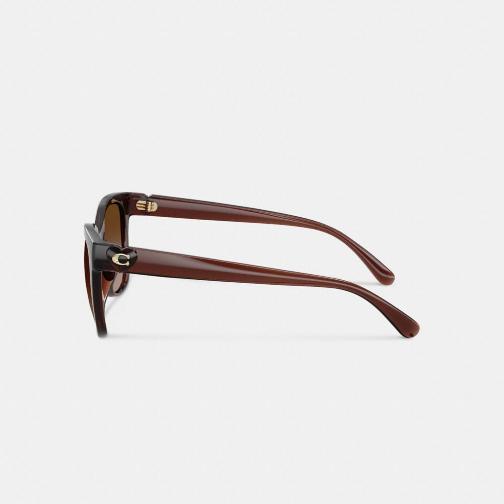 Coach Signature Heart Oversized Square Sunglasses Milky Brown