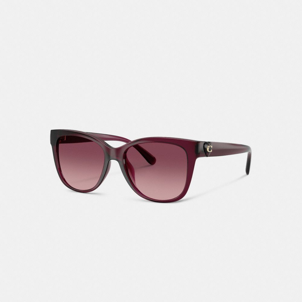 Coach Signature Heart Oversized Square Sunglasses Wine