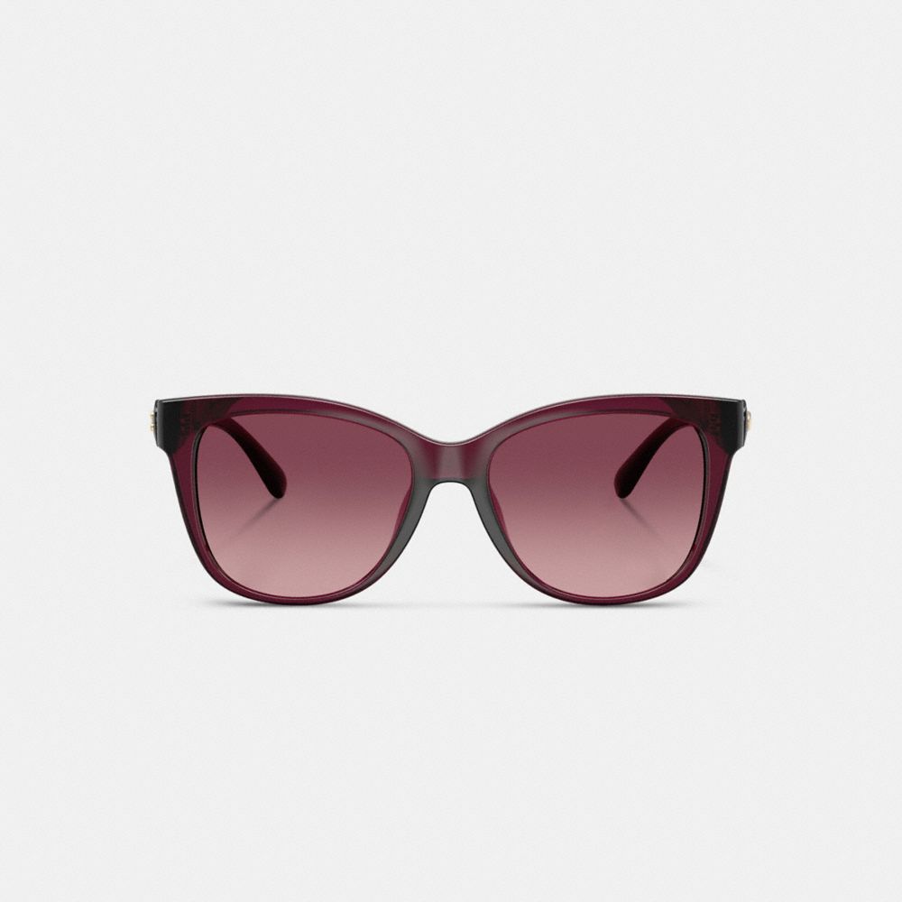 Coach Signature Heart Oversized Square Sunglasses Wine