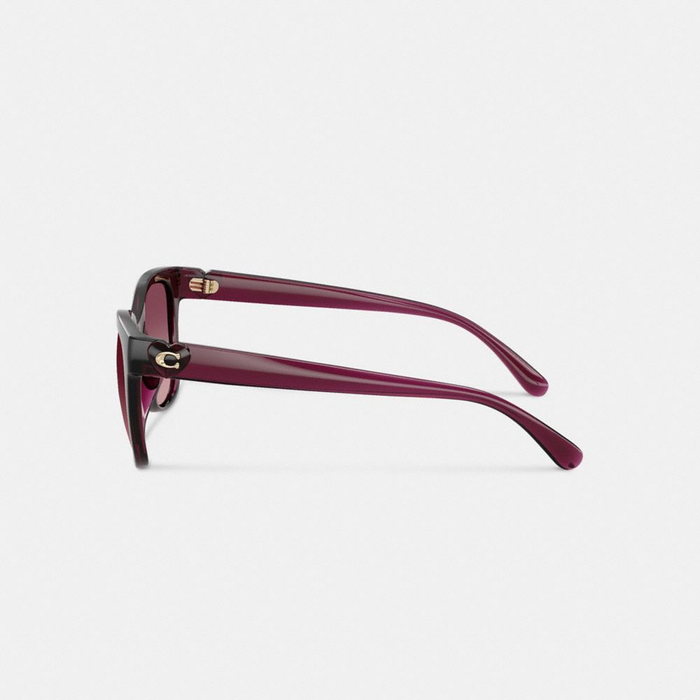 Coach Signature Heart Oversized Square Sunglasses Wine