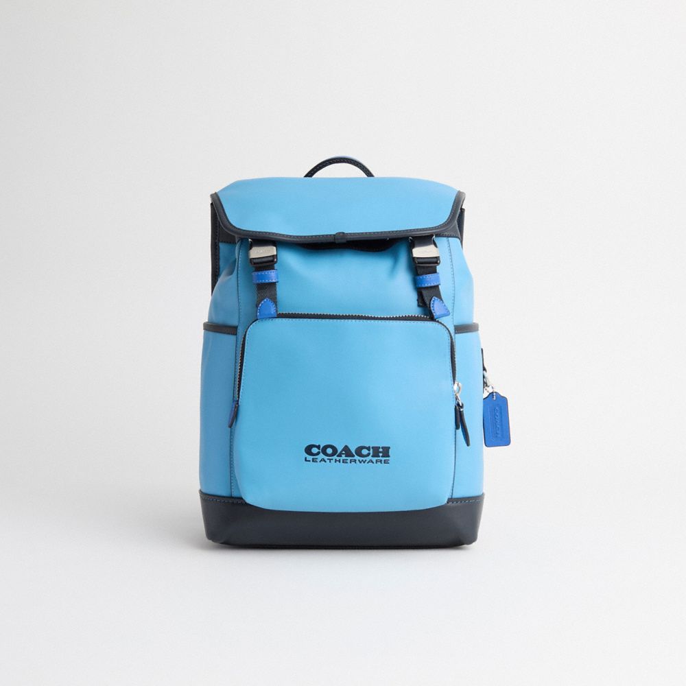 Coach Restored League Flap Backpack In Colorblock Pobrass Midnight Navy