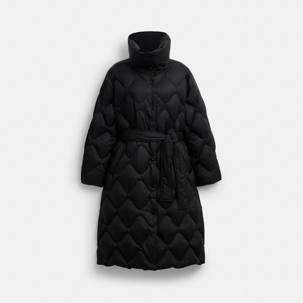 Coach Quilted Long Puffer Black