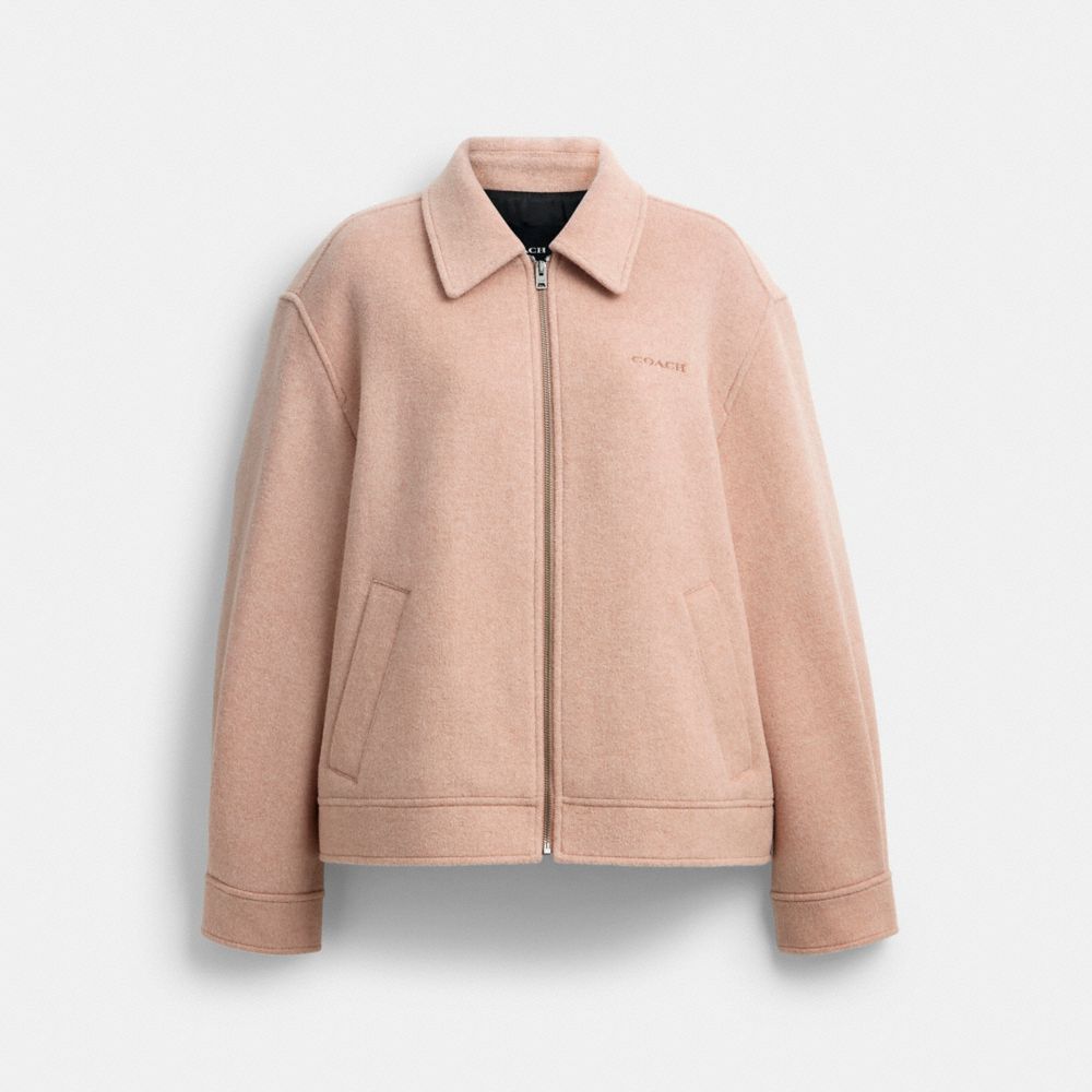 Coach Zip Front Wool Jacket Blush