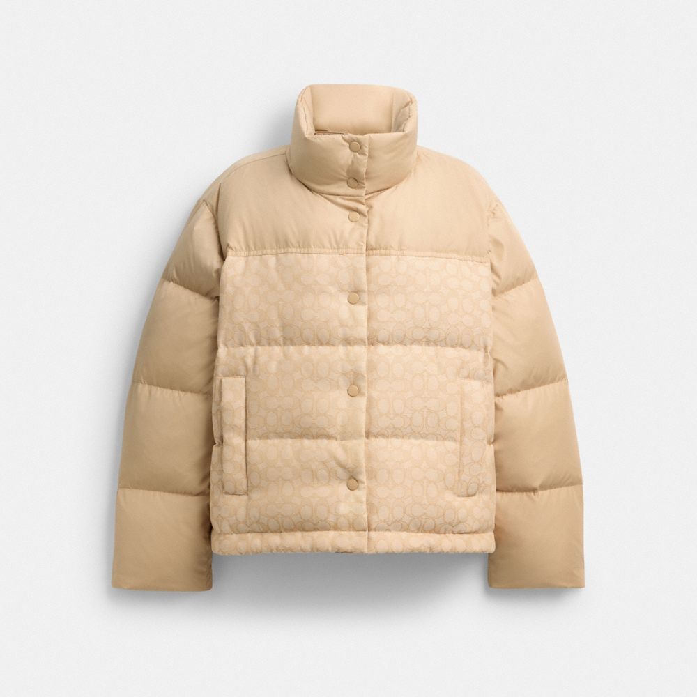Coach Signature Down Jacket Light Khaki