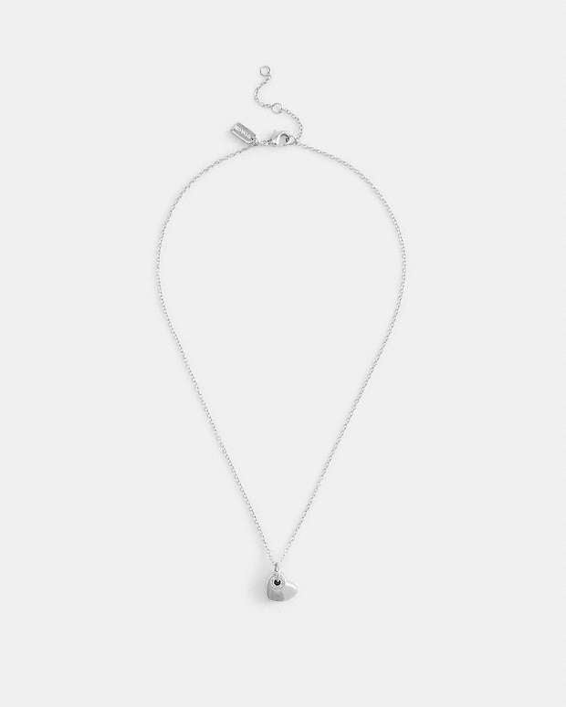 Open Circle Heart Pendant Necklace Silver Silver