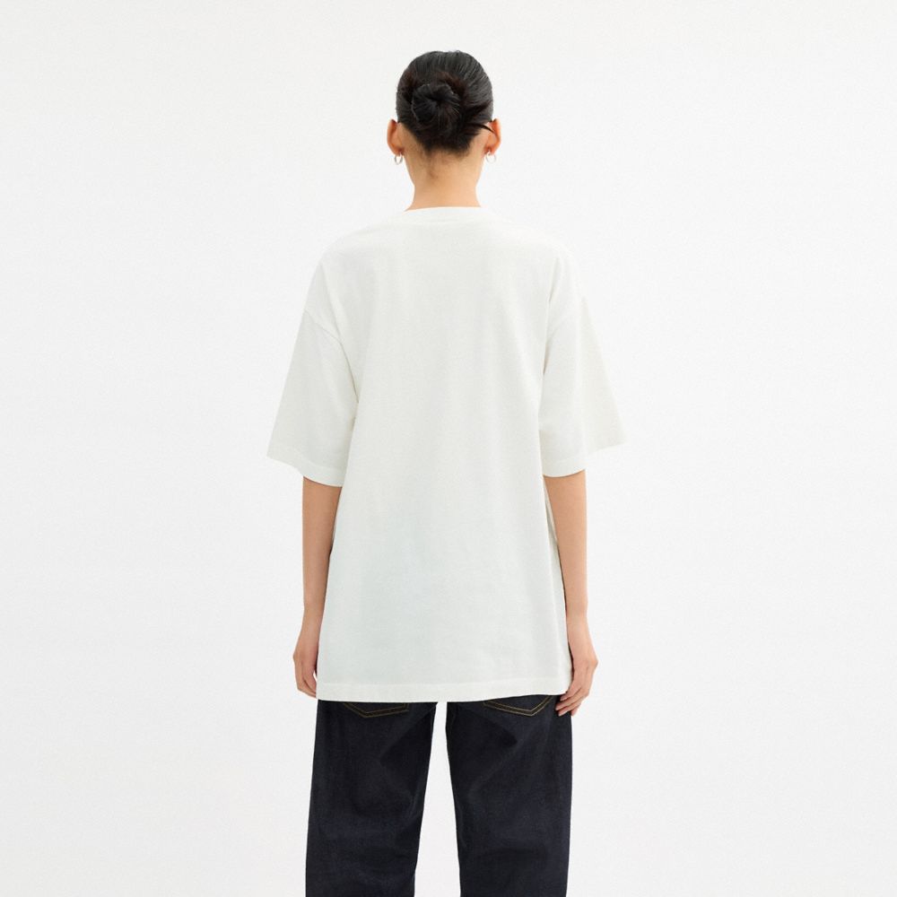 Coach Collage Train Relaxed T Shirt In Organic Cotton Vintage Ivory