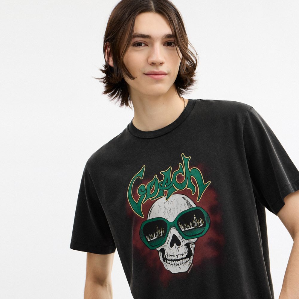Coach Skull Classic T Shirt Garment Dye Black