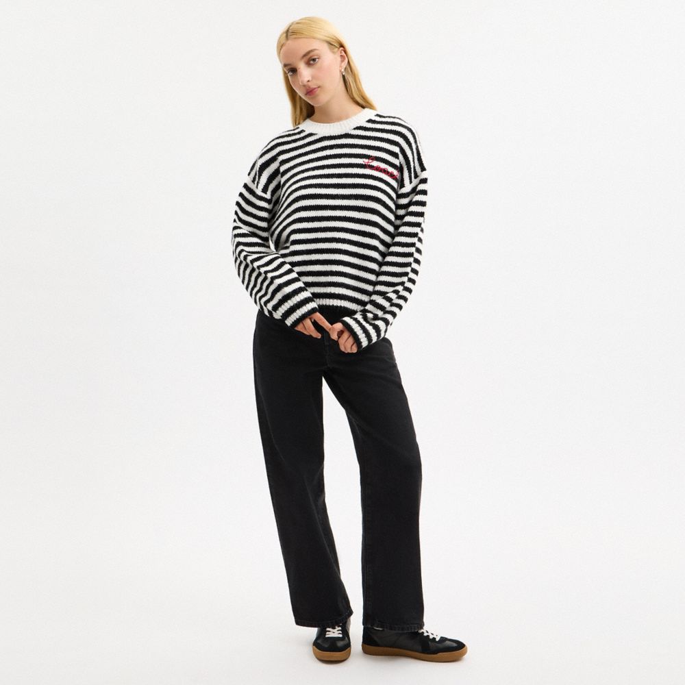 Coach Coach Striped Sweater Black Cream