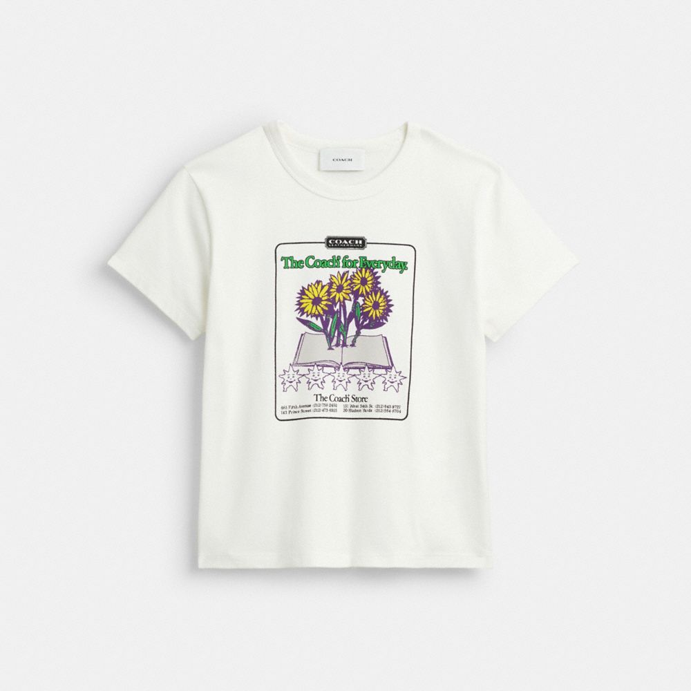 Coach Floral Collage T Shirt In Organic Cotton White