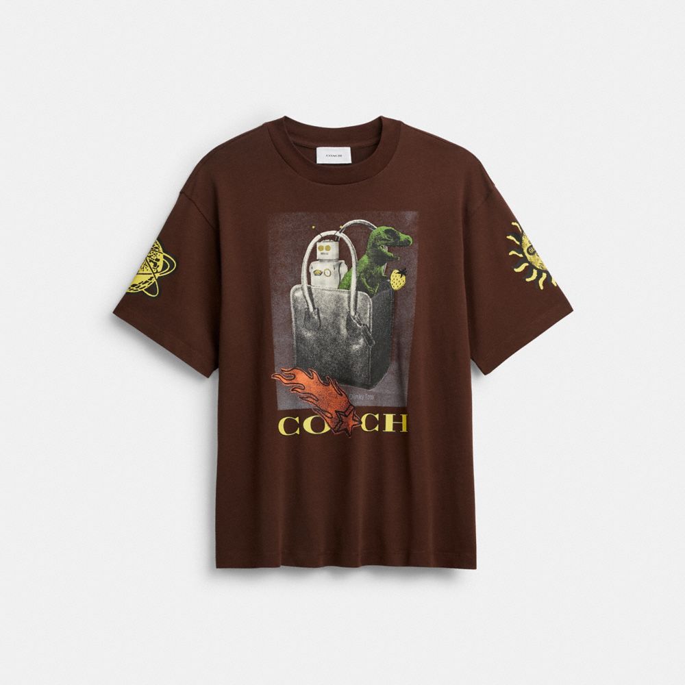 Coach Coach Graphic Relaxed T Shirt In Organic Cotton Brown