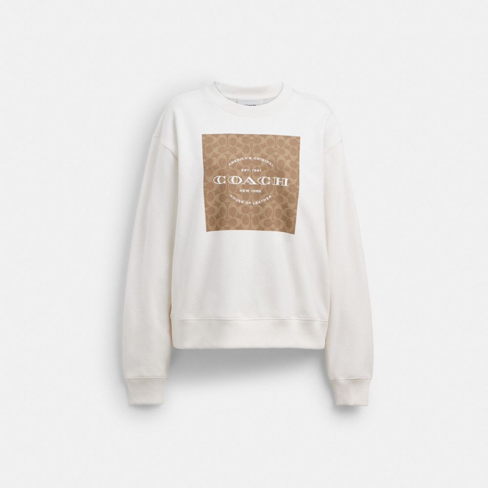 Coach Signature Square Crewneck Sweater White