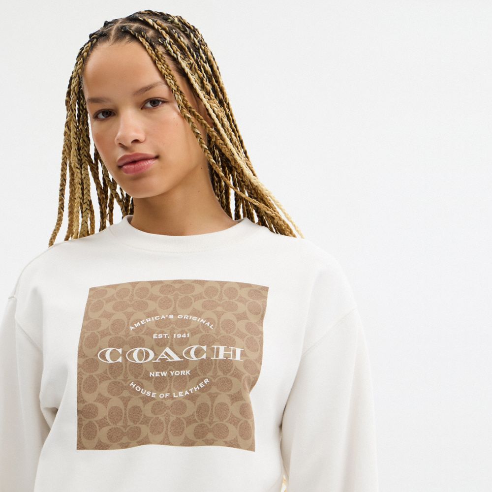Coach Signature Square Crewneck Sweatshirt White