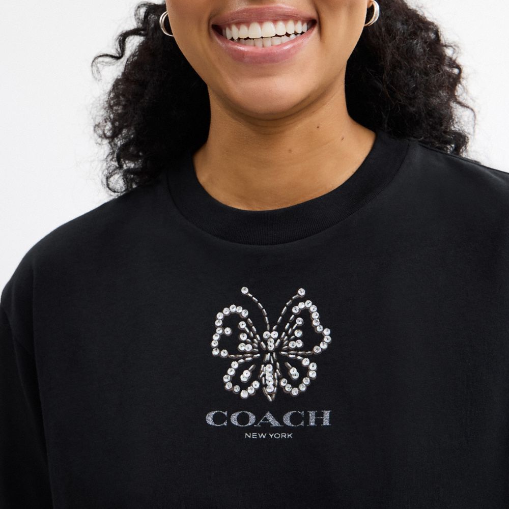 Coach Butterfly Cropped T Shirt Black