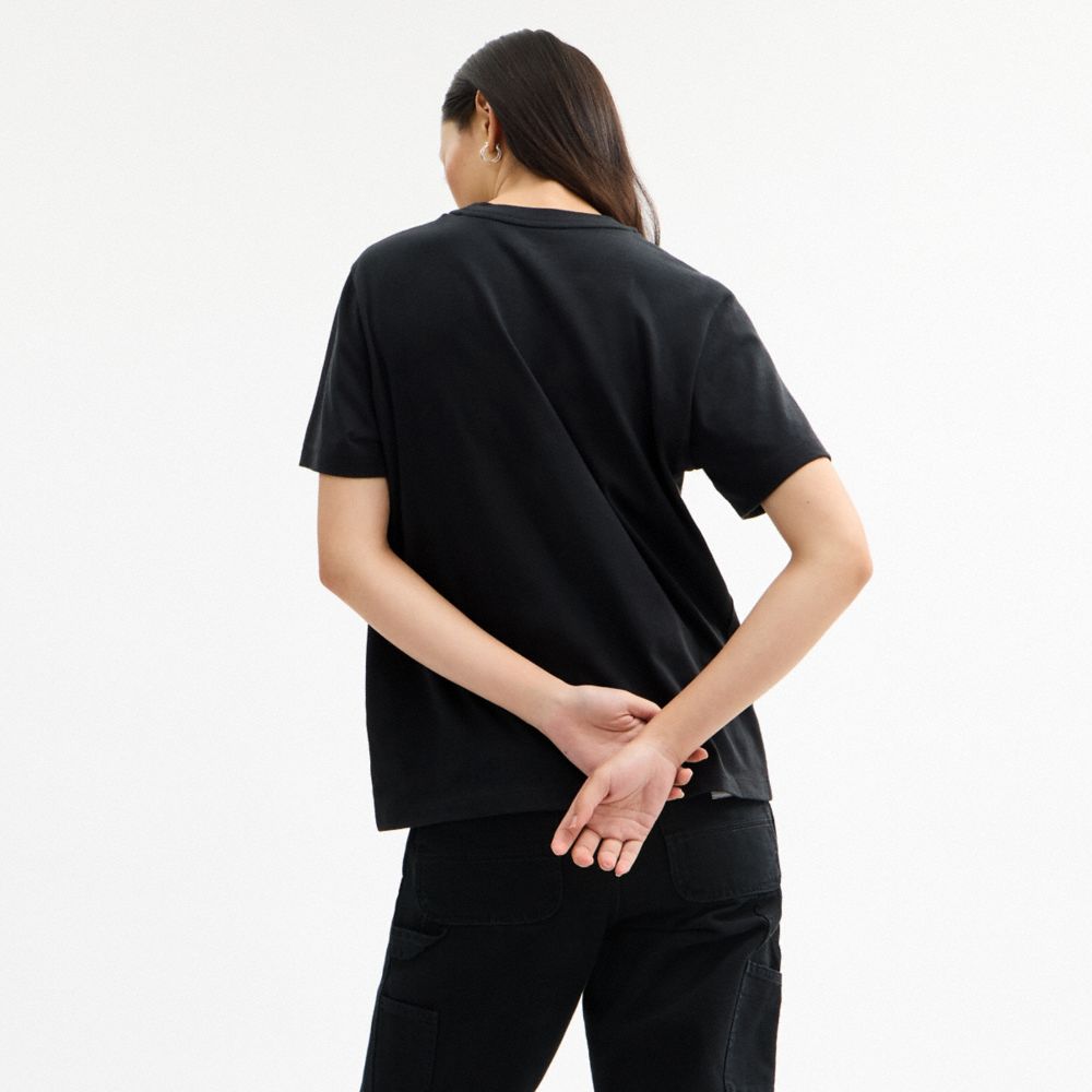 Coach Pumpkin And Ghost Signature Classic T Shirt Black