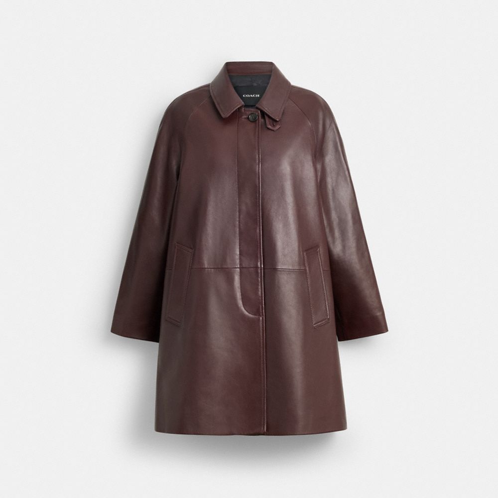 Coach Leather Balmacaan Merlot