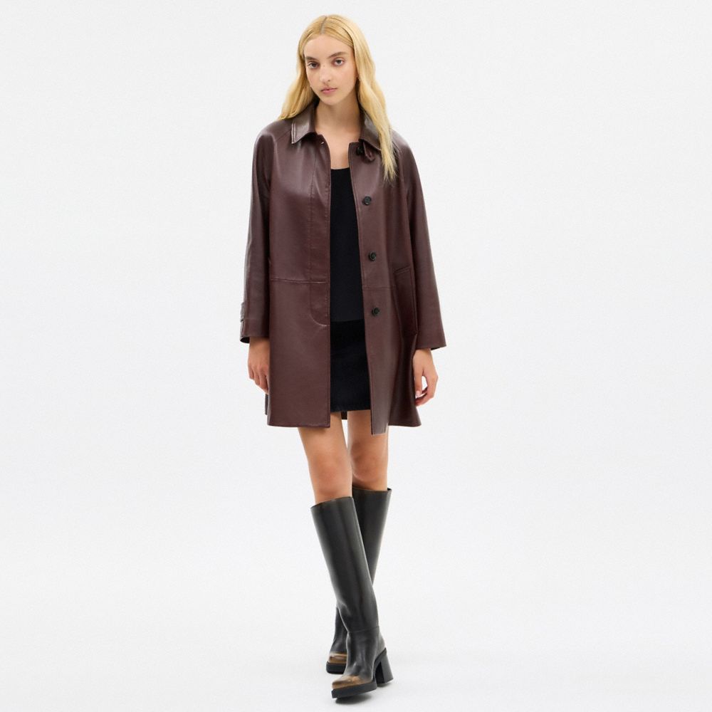 Coach Leather Balmacaan Merlot