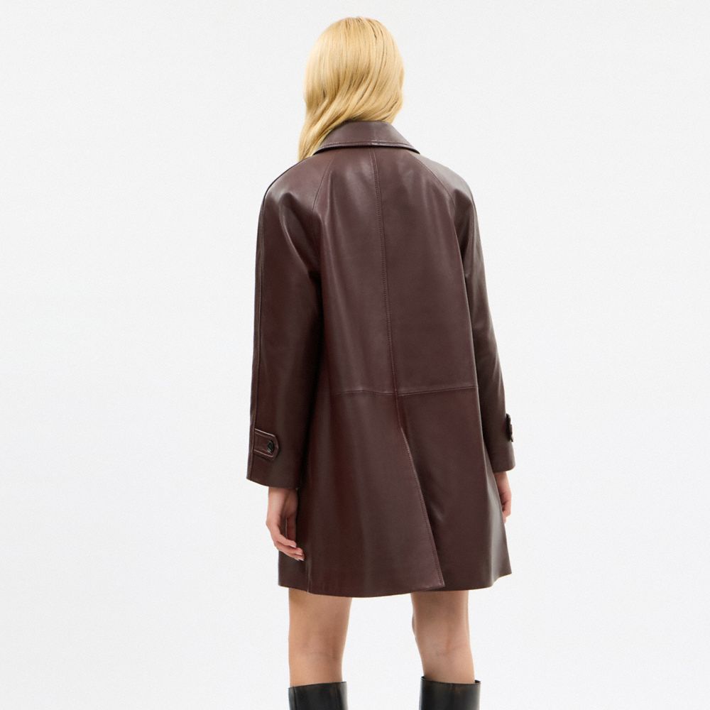 Coach Leather Balmacaan Merlot