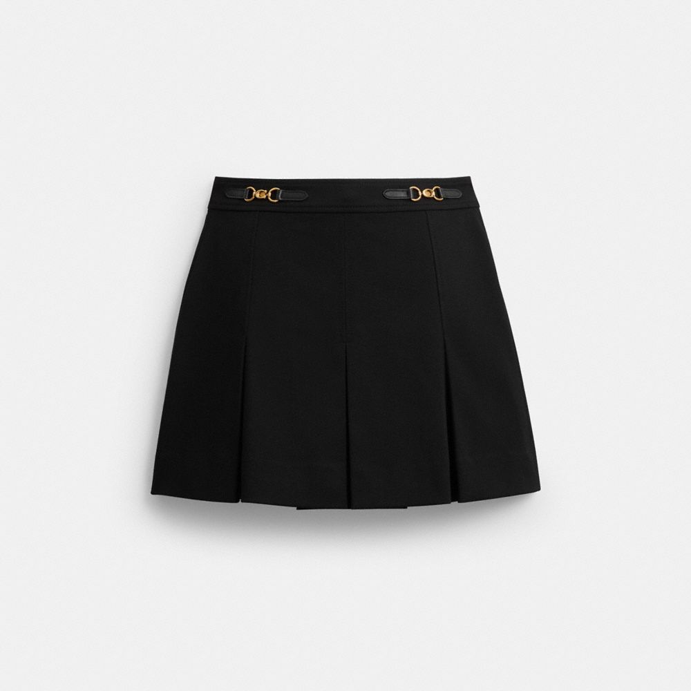 Coach Sculpted C Pleated Skirt In Recycled Polyester Black