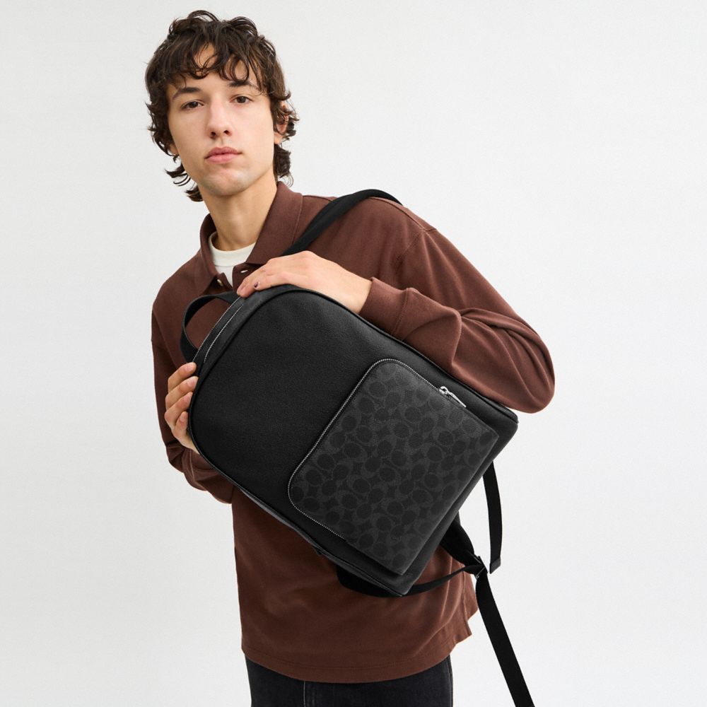 Coach Wade Backpack In Signature Canvas Black Signature