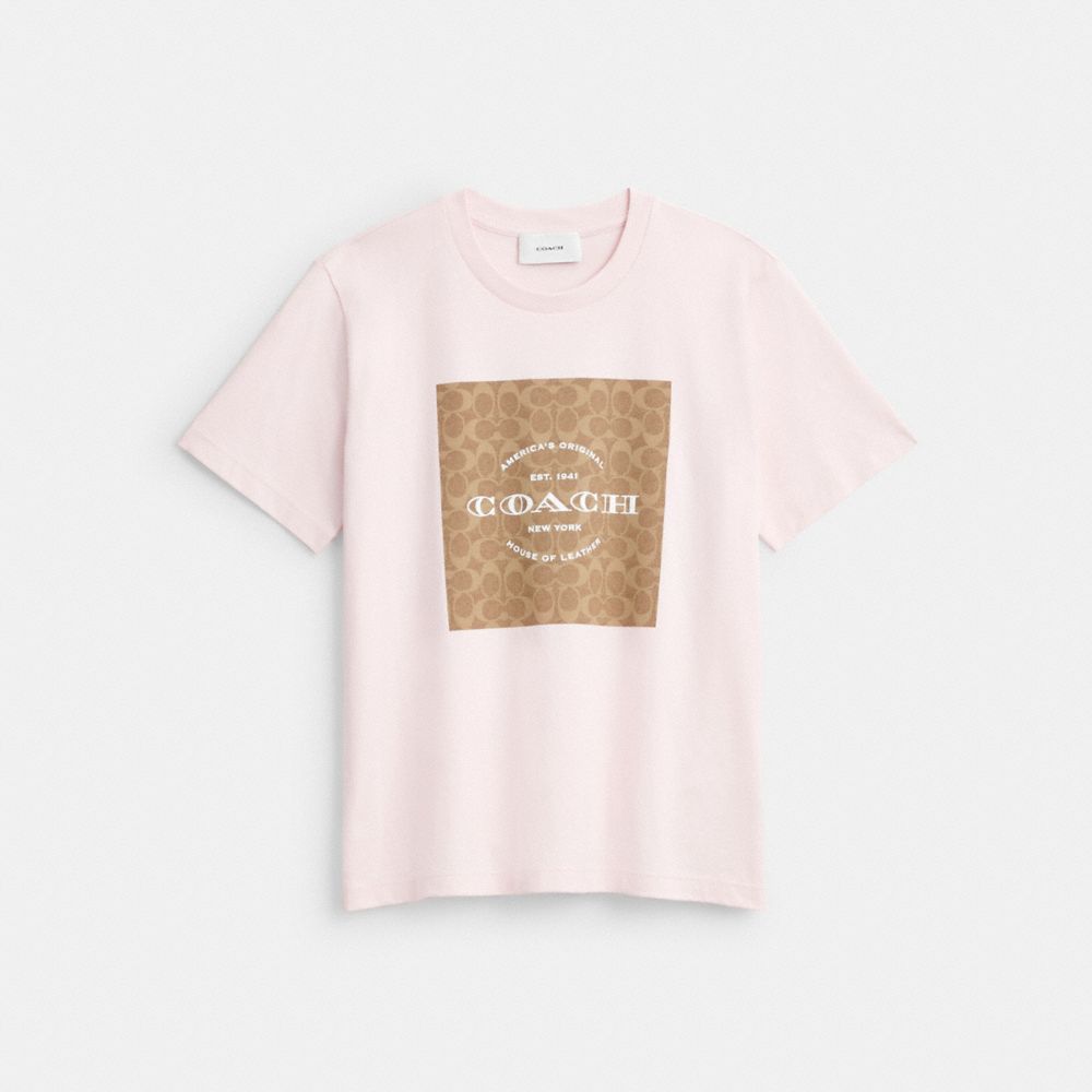 Coach Signature Square T Shirt Light Pink