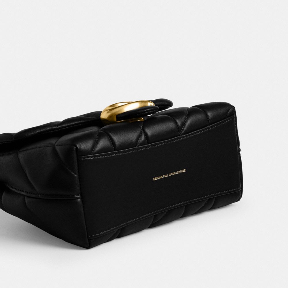 Coach Tabby Top Handle Bag With Quilting Brass Black