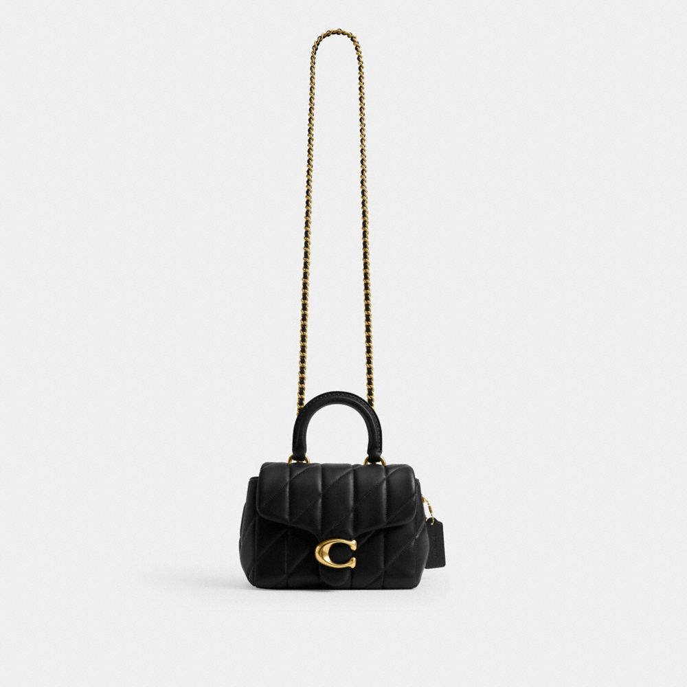 Coach Tabby Top Handle Bag With Quilting Brass Black