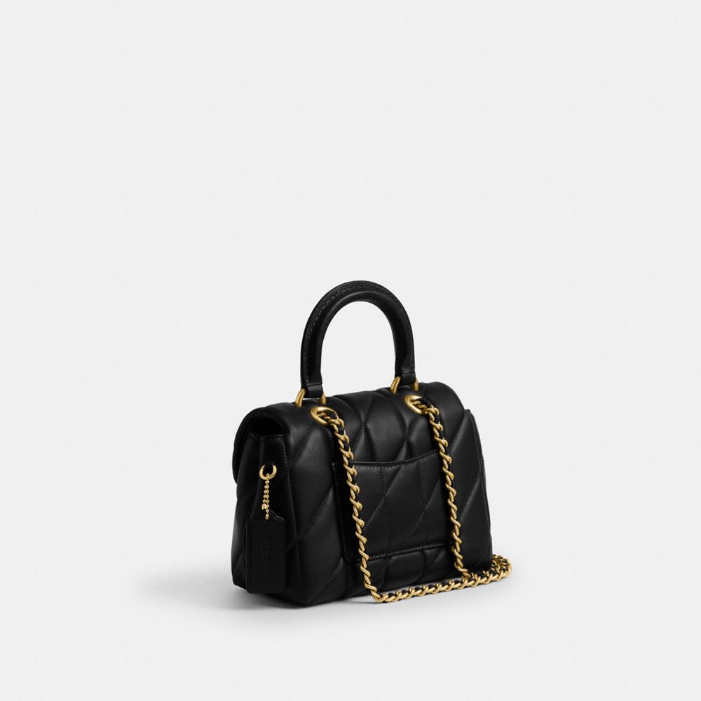 Coach Tabby Top Handle Bag With Quilting Brass Black