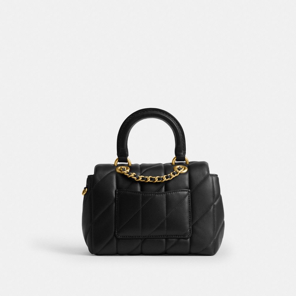 Coach Tabby Top Handle Bag With Quilting Brass Black