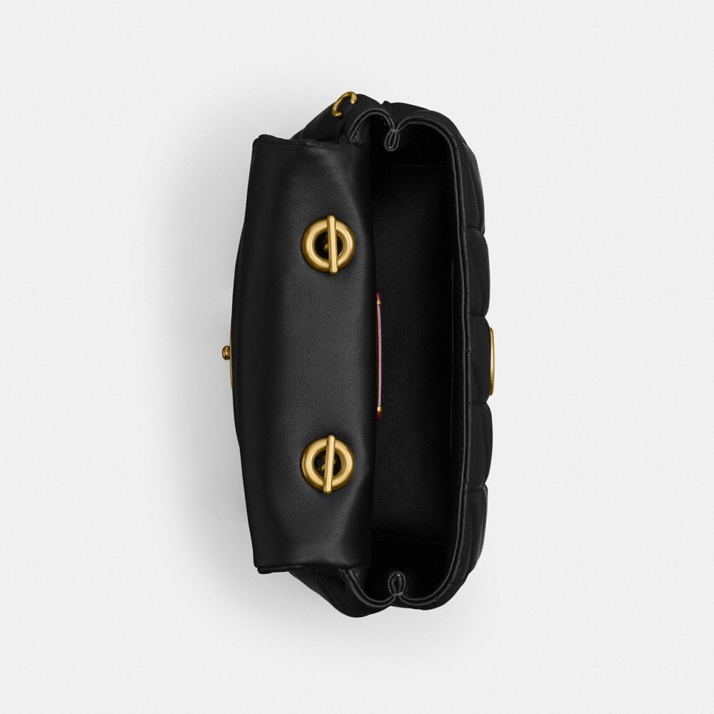 Coach Tabby Top Handle Bag With Quilting Brass Black