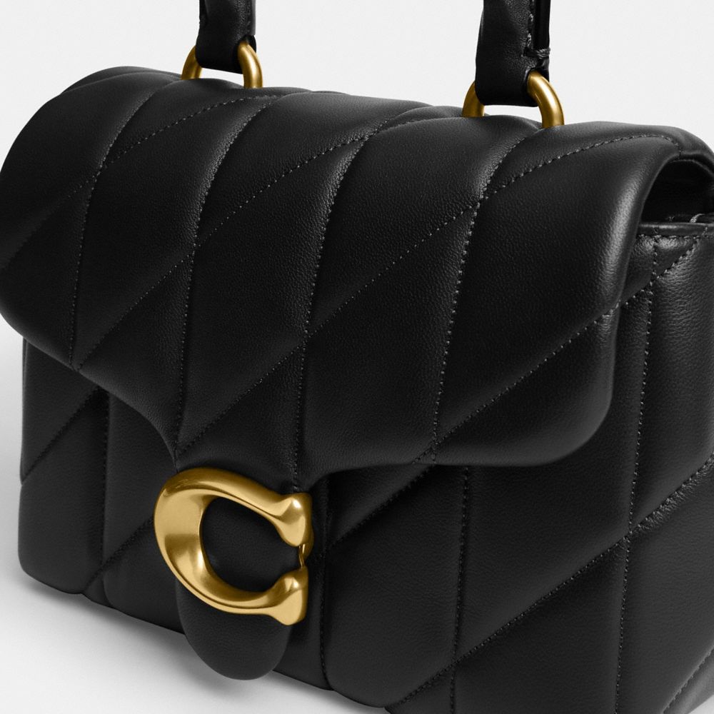 Coach Tabby Top Handle Bag With Quilting Brass Black