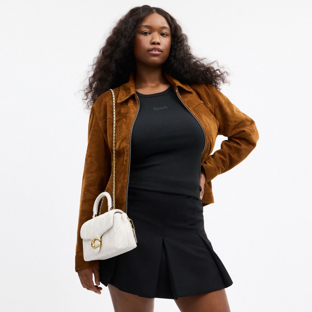 Coach Tabby Top Handle Bag With Quilting Brass Chalk