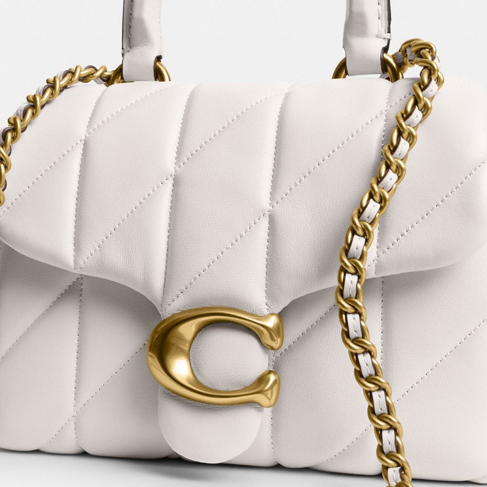 Coach Tabby Top Handle Bag With Quilting Brass Chalk