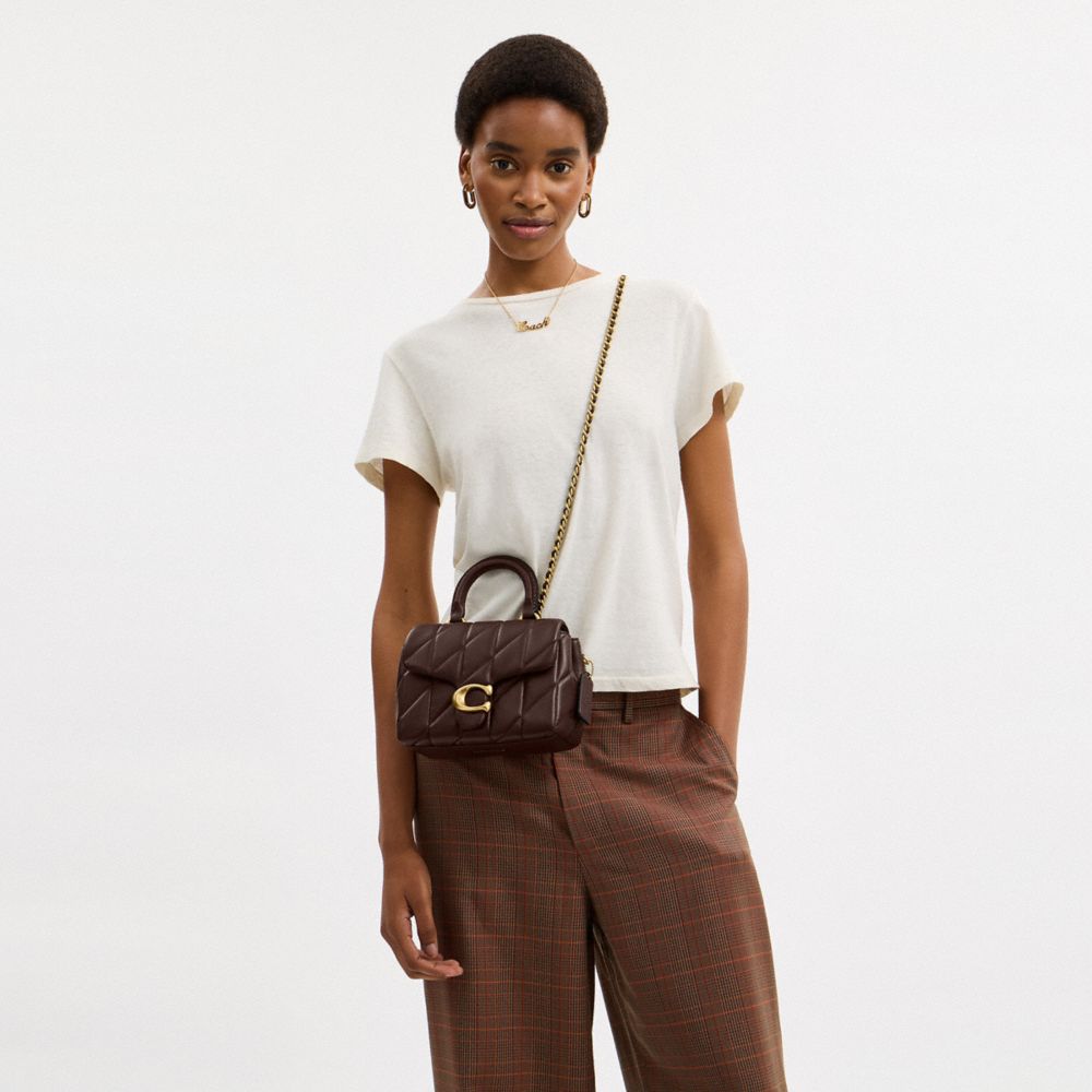Coach Tabby Top Handle Bag With Quilting Brass Maple