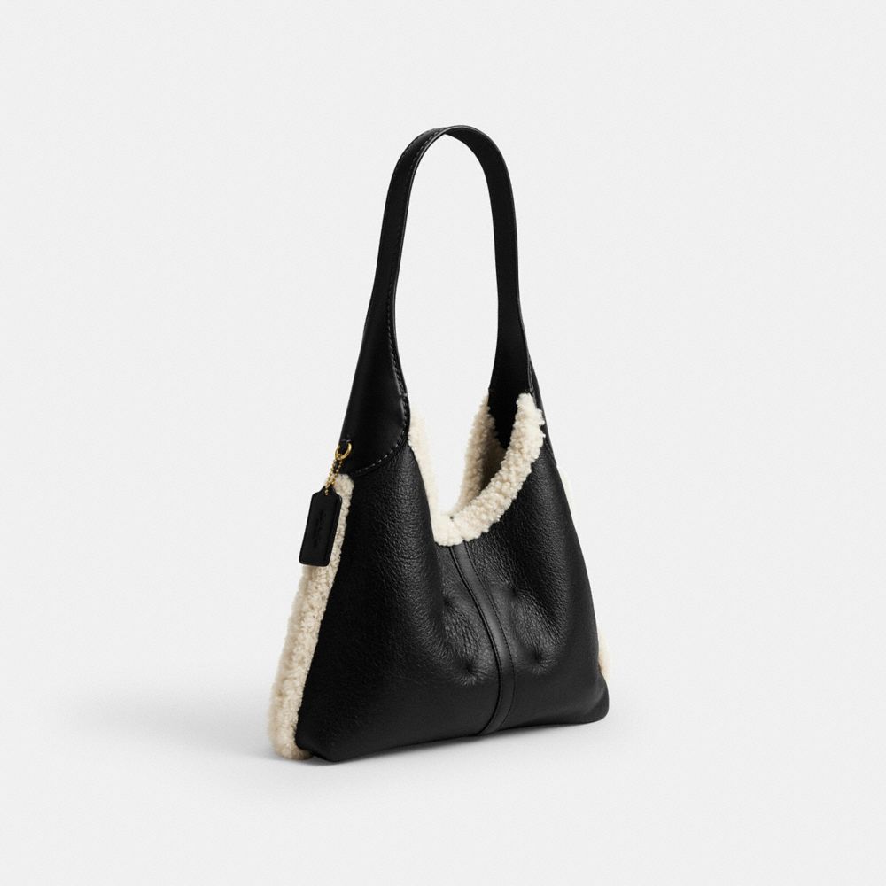 Coach Brooklyn Shoulder Bag 28 In Shearling Brass Black Natural
