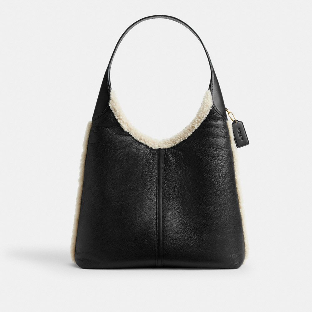 Coach Brooklyn Shoulder Bag 39 In Shearling Brass Black Natural