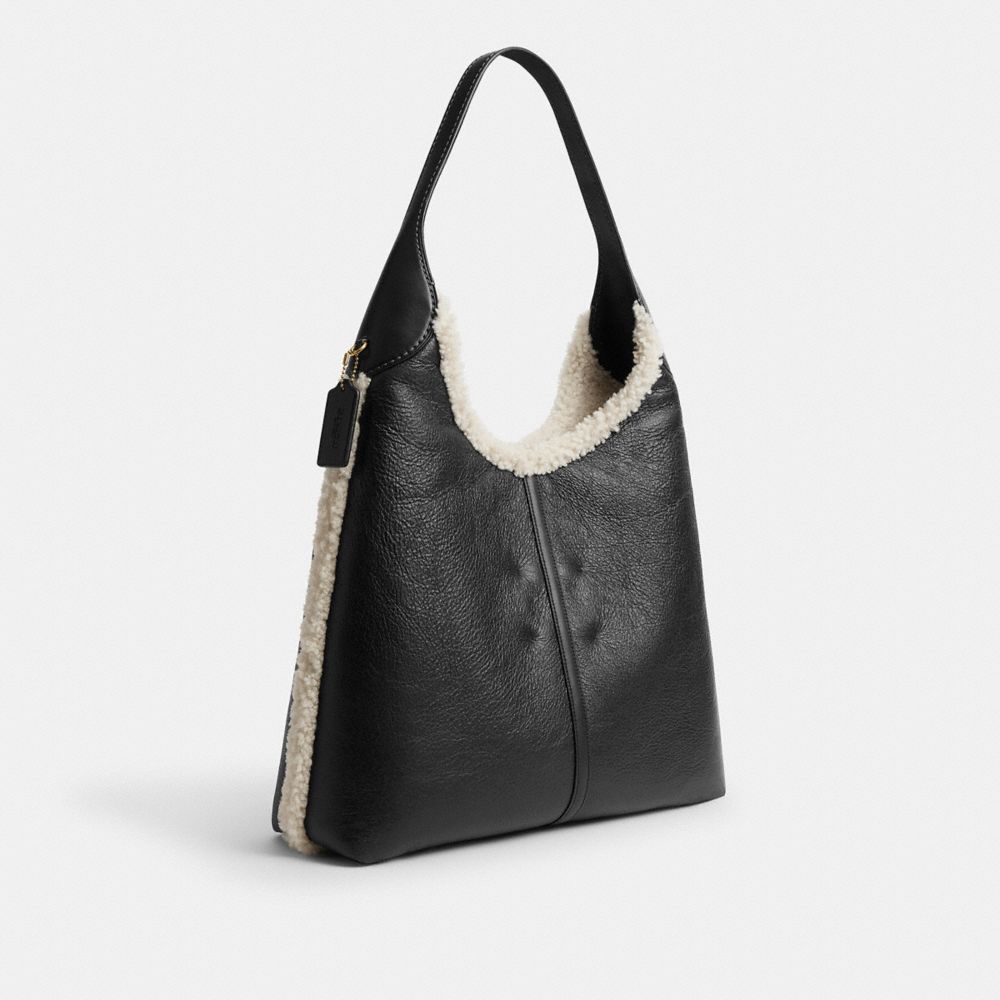 Coach Brooklyn Shoulder Bag 39 In Shearling Brass Black Natural