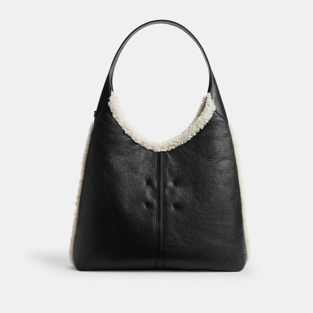 Coach Brooklyn Shoulder Bag 39 In Shearling Brass Black Natural