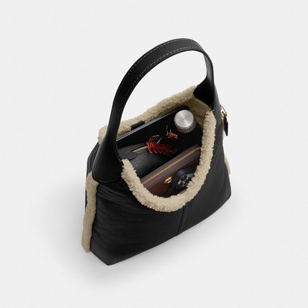 Coach Brooklyn Shoulder Bag 39 In Shearling Brass Black Natural