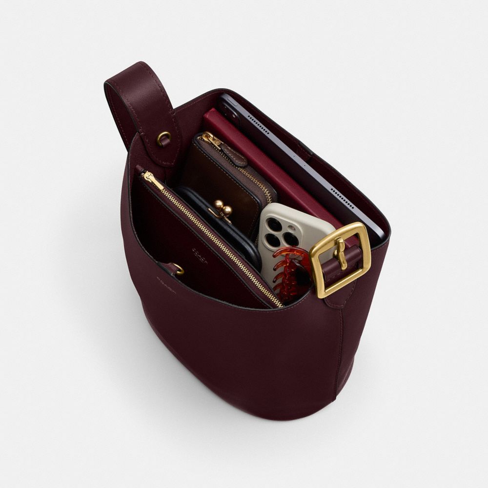 Coach Bleecker Bucket Bag Brass Merlot