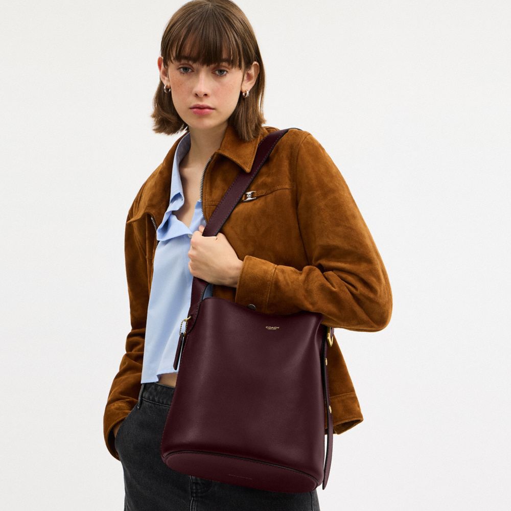 Coach Bleecker Bucket Bag Brass Merlot