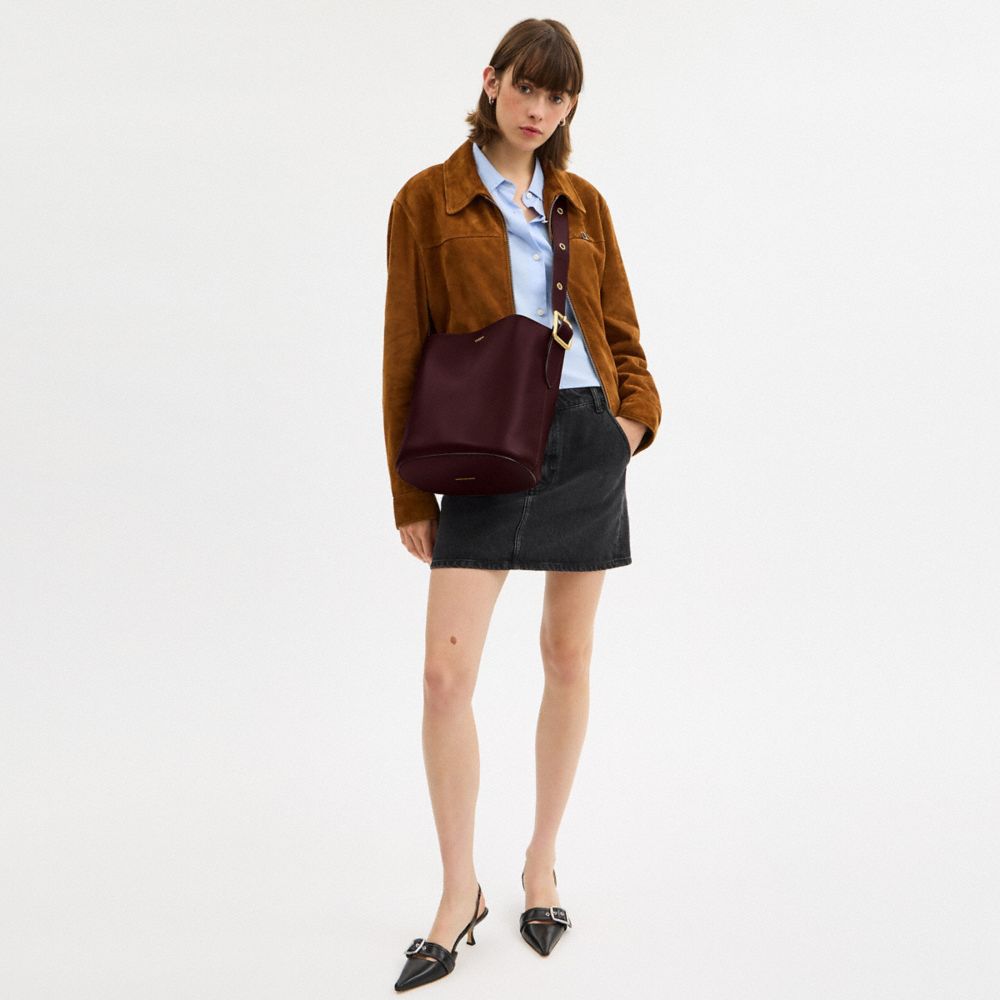 Coach Bleecker Bucket Bag Brass Merlot